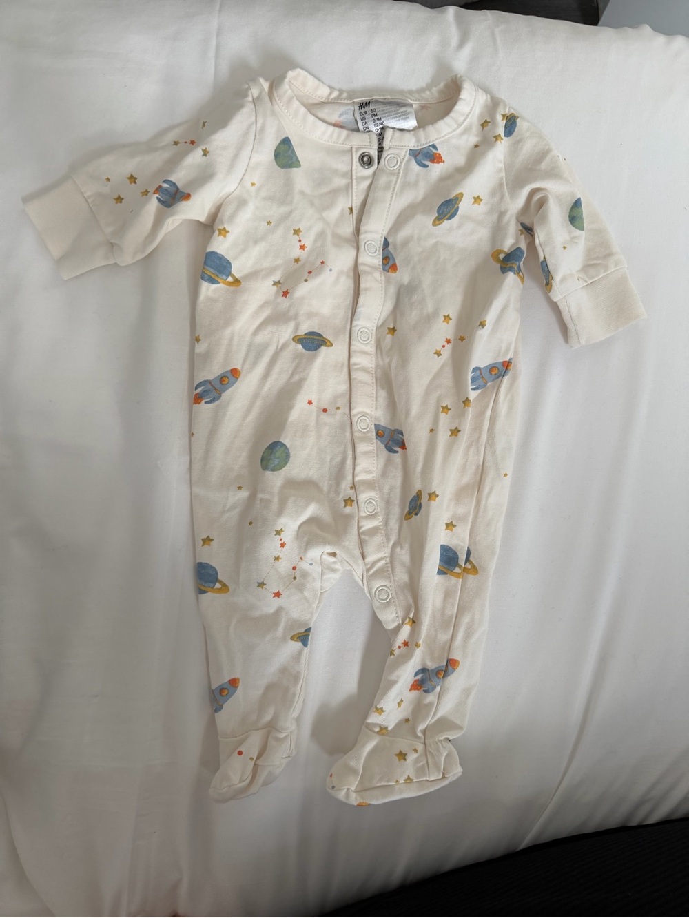 H&M Cream Planet & Rocket Print Baby One-Piece